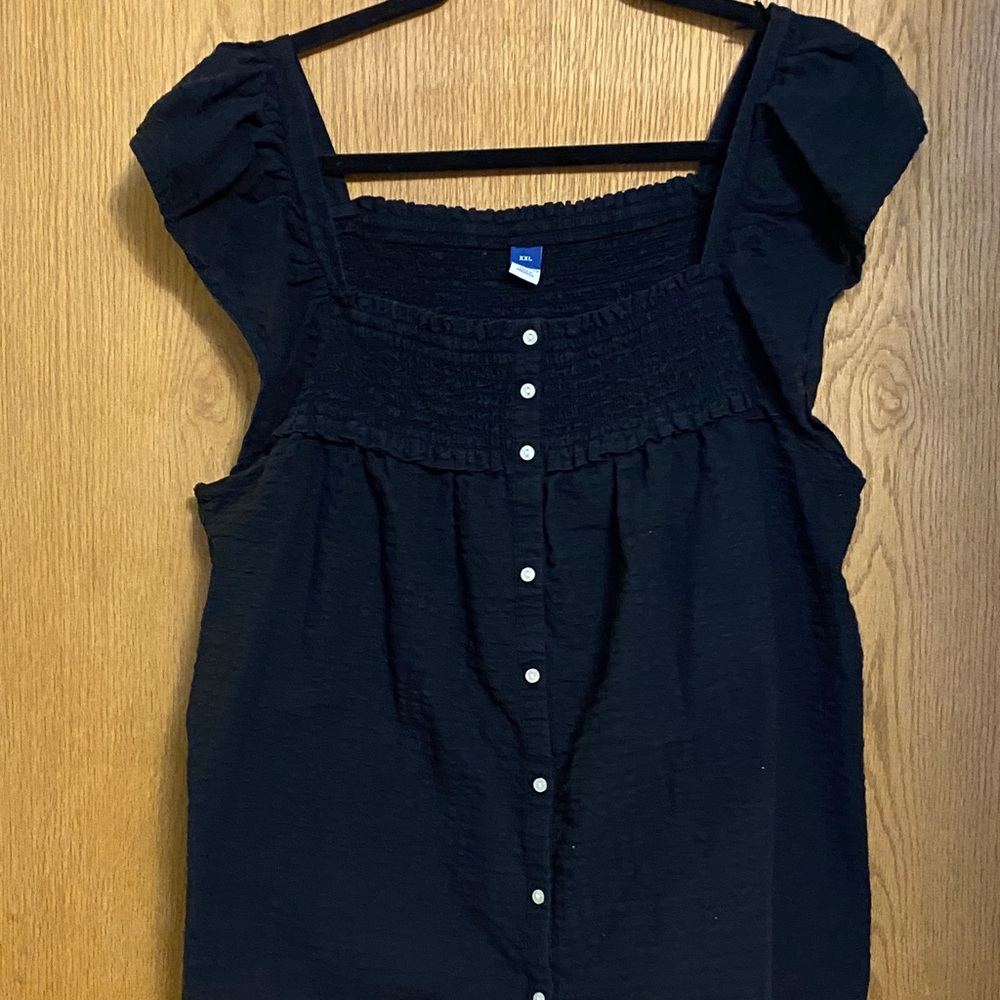Old Navy Black Cap Sleeve Blouse